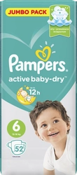 Подгузники детские PAMPERS Active Baby-Dry Extra Large 6, 13–18кг, 52шт