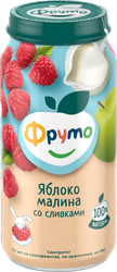 Изображение товара Пюре фруктово-ягодное ФРУТОНЯНЯ Яблоко, малина со сливками, с 6 месяцев, 250г