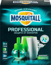 Комплект от комаров MOSQUITALL Профессиональная защита: Электрофумигатор + жидкость 30 ночей, 30мл