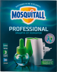 Комплект от комаров MOSQUITALL Профессиональная защита: Электрофумигатор + жидкость 30 ночей, 30мл