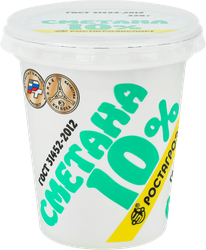 Сметана РОСТАГРОЭКСПОРТ 10%, без змж, 320г