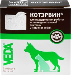 Добавка кормовая для кошек и собак VEDA Фитодиета Котэрвин, 3x10мл