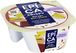 Йогурт EPICA Crispy Фисташки, семена подсолнечника, темный шоколад 10,5%, без змж, 140г