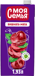Изображение товара Напиток сокосодержащий МОЯ СЕМЬЯ Вишнята-Мята, 1.93л
