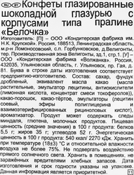Конфеты Ф.КРУПСКОЙ Белочка, 200г
