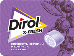 Жевательная резинка DIROL X-fresh Свежесть черники и цитруса, 16г