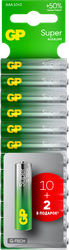 Изображение товара Батарейки алкалиновые GP Super Alkaline АAA, 10+2шт бесплатно