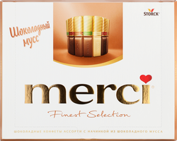 Изображение товара Конфеты MERCI Finest selection ассорти с начинкой шоколадный мусс 210г