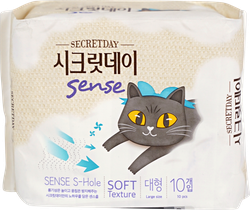Изображение товара Прокладки SECRETDAY Sense Large ультратонкие, дышащие, 28см 100% хлопок, 10шт