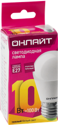 Лампа светодиодная ОНЛАЙТ 10Вт Е27, теплый свет, шар