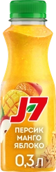 Продукт питьевой J7 из яблок, персиков и манго с овсяными хлопьями,  300мл