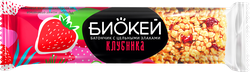 Батончик фруктово-злаковый БИОКЕЙ с клубникой и цельными злаками, 25г