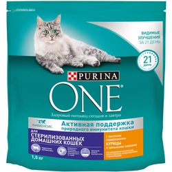 Корм сухой для взрослых кошек PURINA ONE Sterilised с курицей и цельными злаками, 1,5кг