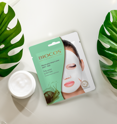 Маска тканевая для лица и шеи BIOCOS омолаживающая, с муцином улитки, 27г