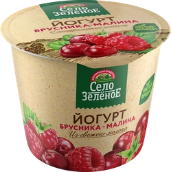 Йогурт СЕЛО ЗЕЛЕНОЕ Брусника, малина 3,5%, без змж, 120г