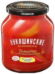 Томаты в собственном соку ЛУКАШИНСКИЕ со сладким перцем, 670г