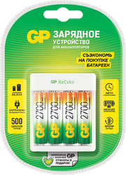 Устройство зарядное GP Е411, с 4 аккумуляторами, АА2700