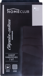 Набор наволочек HOMECLUB 70x70см, черный, страйп-сатин, 2шт