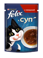 Корм влажный для взрослых кошек FELIX Суп с говядиной в соусе, 48г