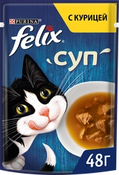 Корм влажный для взрослых кошек FELIX Суп с курицей в соусе, 48г