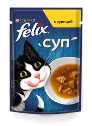 Корм влажный для взрослых кошек FELIX Суп с курицей в соусе, 48г