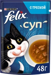 Корм влажный для взрослых кошек FELIX Суп с треской в соусе, 48г