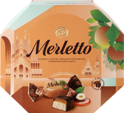 Изображение товара Конфеты MERLETTO Нуга орехи, карамель, 150г