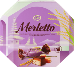 Изображение товара Конфеты MERLETTO Нуга карамель и воздушный рис, 150г