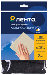 Салфетки ЛЕНТА универсальные микрофибра 30х30см, Арт. TC902, 7шт