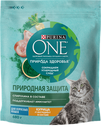 Корм сухой для взрослых кошек PURINA ONE Природа здоровья с высоким  содержанием курицы, 680г
