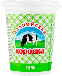 Продукт молокосодержащий АЛЬПИЙСКАЯ КОРОВКА произведенный по технологии сметаны 15%, с змж, 400г