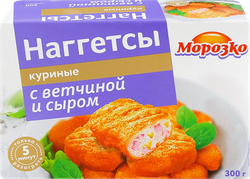 Изображение товара Наггетсы куриные МОРОЗКО с ветчиной и сыром, 300г