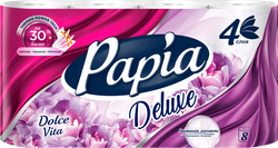 Изображение товара Бумага туалетная PAPIA Deluxe Dolce Vita 4-слоя, ароматизированная, 8шт