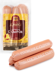 Изображение товара Сосиски ЗОЛОТО ДЭМКИ с сыром, 275г