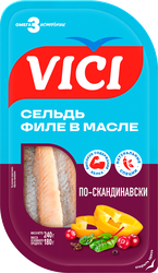 Изображение товара Сельдь Тихоокеанская VICI По-скандинавски, филе в масле, 240г