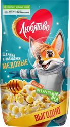Изображение товара Готовый завтрак ЛЮБЯТОВО Медовые шарики и звездочки, 420г