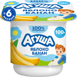 Изображение товара Творог детский АГУША Яблоко, банан фруктовый 3,9%, с 6 месяцев, без змж, 100г