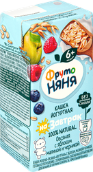 Кашка овсяная ФРУТОНЯНЯ молочная йогуртная, с яблоком, малиной, черникой и пребиотиками, с 6 месяцев, 200мл