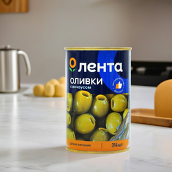 Оливки с анчоусом ЛЕНТА зеленые, 314мл