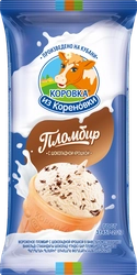 Мороженое КОРОВКА ИЗ КОРЕНОВКИ Пломбир с шоколадной крошкой 15%, без змж, вафельный стаканчик, 80г