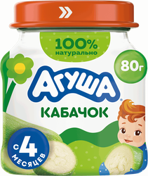 Изображение товара Пюре овощное детское АГУША Кабачок, с 4 месяцев, 80г