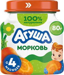 Изображение товара Пюре овощное детское АГУША Морковь, с 4 месяцев, 80г