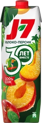 Сок J7 Яблоко и персик с мякотью, 0.97л