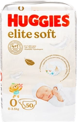 Подгузники детские HUGGIES Elite Soft 0+, до 3,5кг, 50шт
