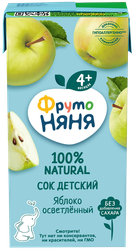 Сок ФРУТОНЯНЯ Яблоко осветленный без сахара, с 4 месяцев, 200мл