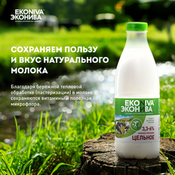 Молоко пастеризованное ЭКОНИВА цельное 3,3–6%, без змж, 1000мл