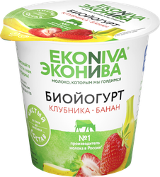 Изображение товара Биойогурт ЭКОНИВА Клубника, банан 2,8%, без змж, 125г