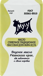 Масло сливочное МУ-У Традиционное несоленое 82,5% высший сорт, без змж, 180г