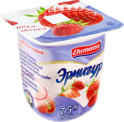 Продукт йогуртный EHRMANN Эрмигурт Экстра Сливочный с клубникой и земляникой 7,5%, без змж, 100г