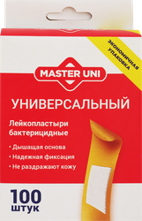 Изображение товара Лейкопластырь бактерицидный MASTER UNI Универсальный 7,2х1,9см, 100шт